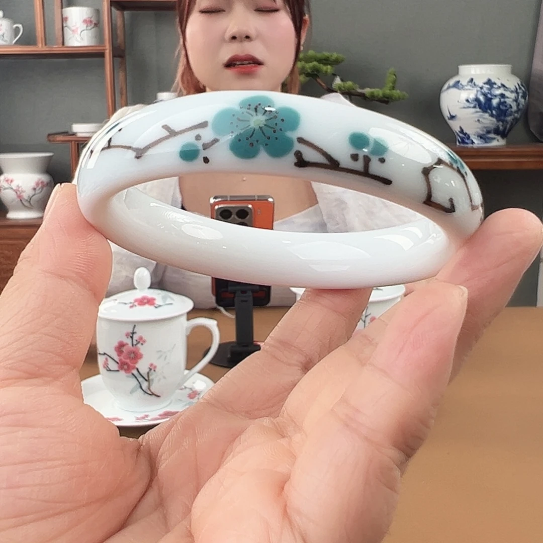 滑石子翠竹绿梅手镯