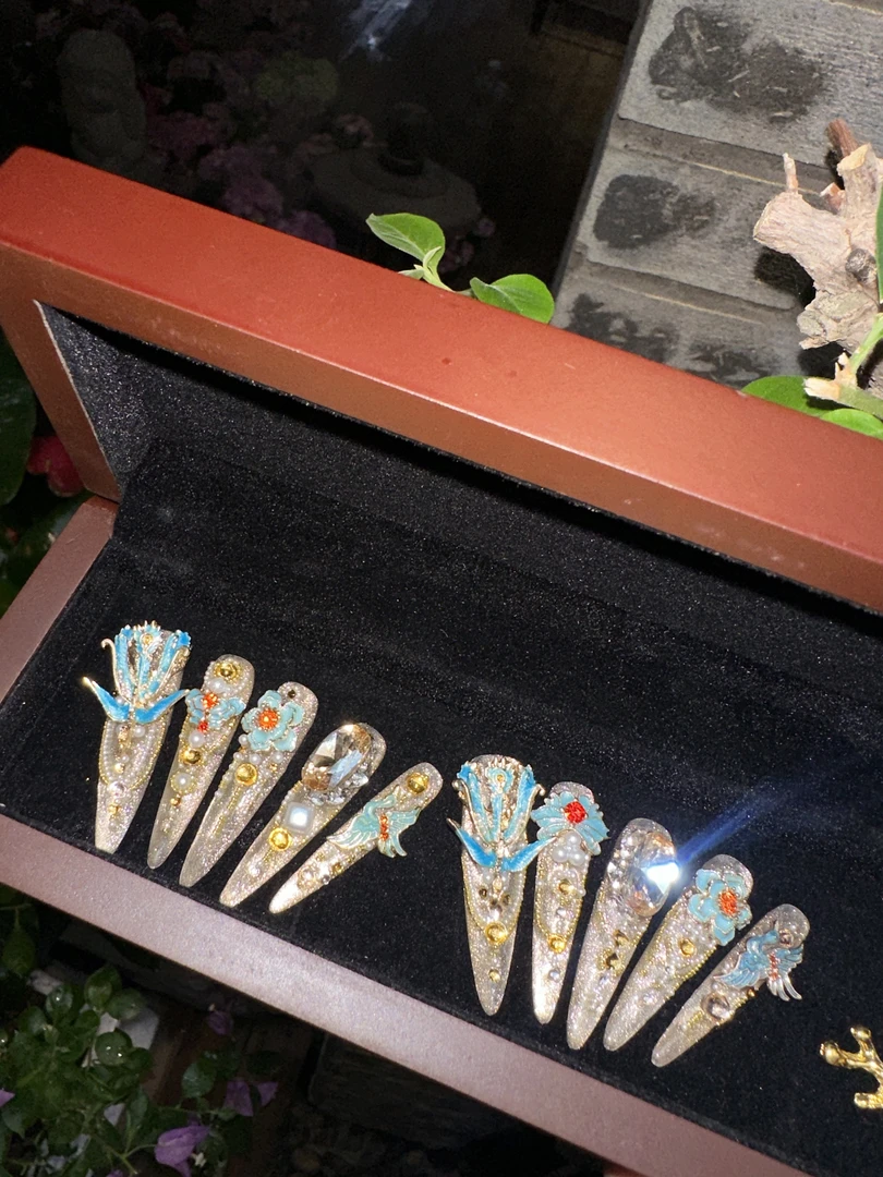 【轻奢纯手工穿戴甲】凤仪万千-凤凰系列-娘娘甲贵妃甲手工穿戴甲