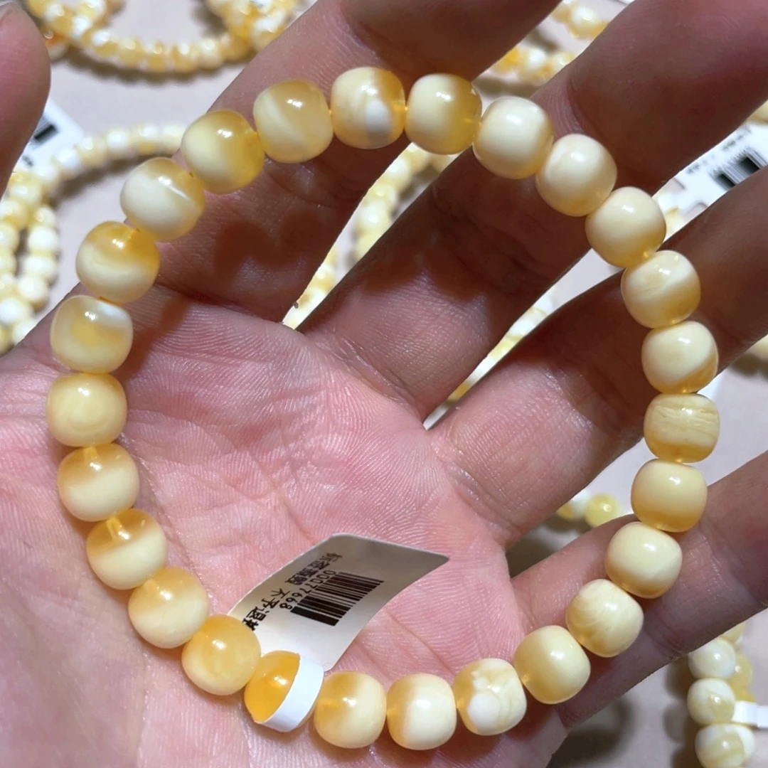 琥珀未镶嵌手链8mm精工蜜蜡手串