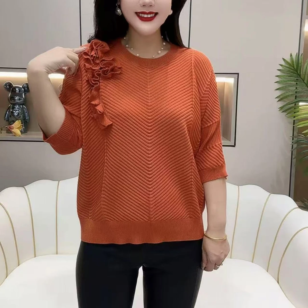 新款春秋气质针织衫舒适针织衫减龄潮流休闲宽松长袖百搭针织衫