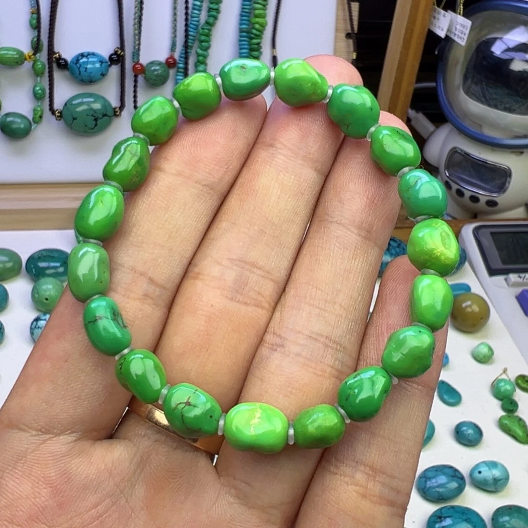 菜籽绿玉化随型手串