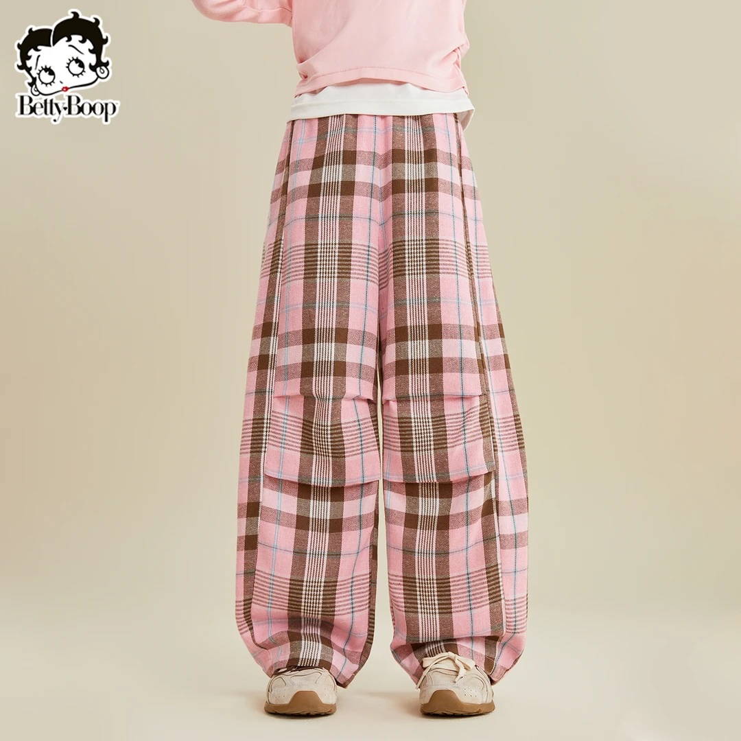 贝蒂女童洋气格纹休闲裤2025年春秋季儿童中大童休闲长裤子25567