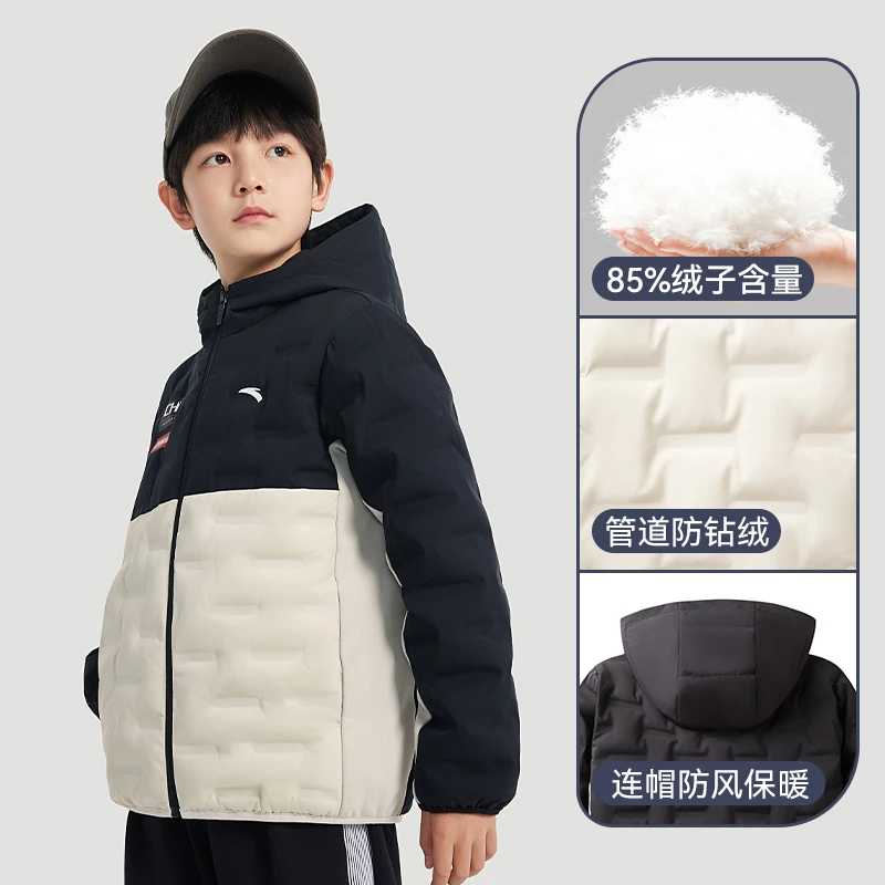 安踏儿童男童轻薄羽绒服2025春季新款舒适保暖青少年运动薄羽绒服