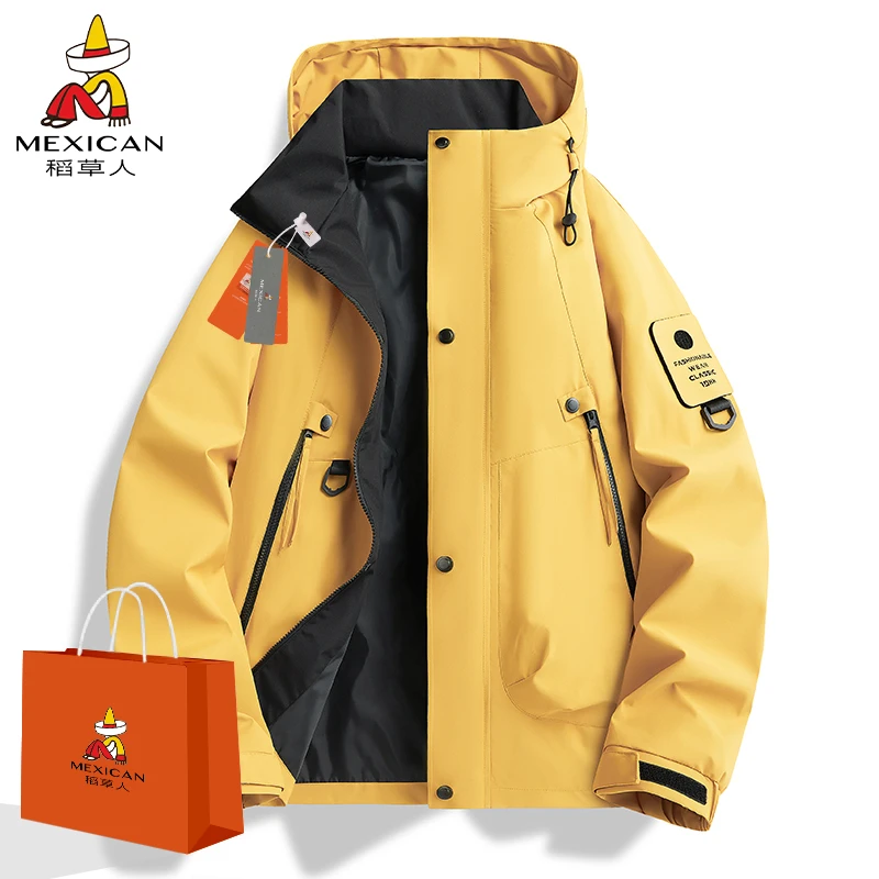 Mexican/稻草人新款外套男春秋款夹克三防运动户外休闲连帽潮牌