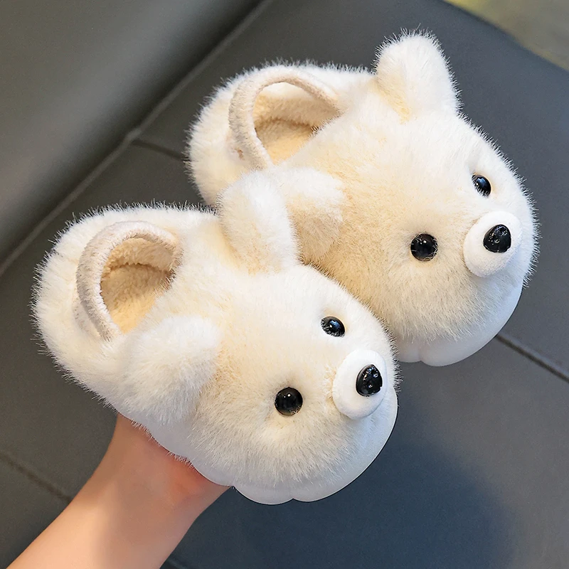 儿童毛毛棉拖鞋秋冬棉拖鞋卡通保暖男童软底室内防滑宝宝棉拖鞋