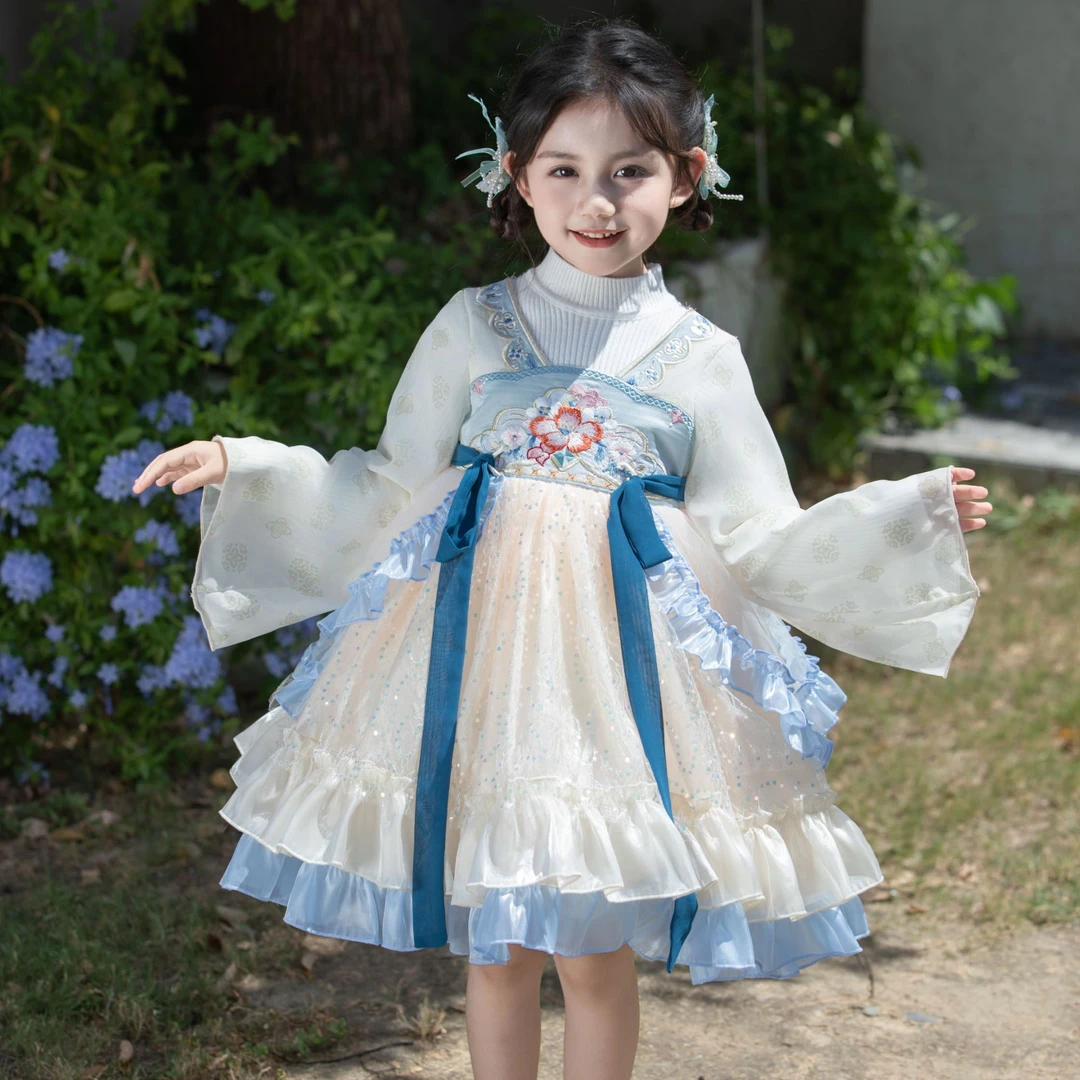 ***云水谣汉服公主裙秋款美小女孩毛衣连衣裙