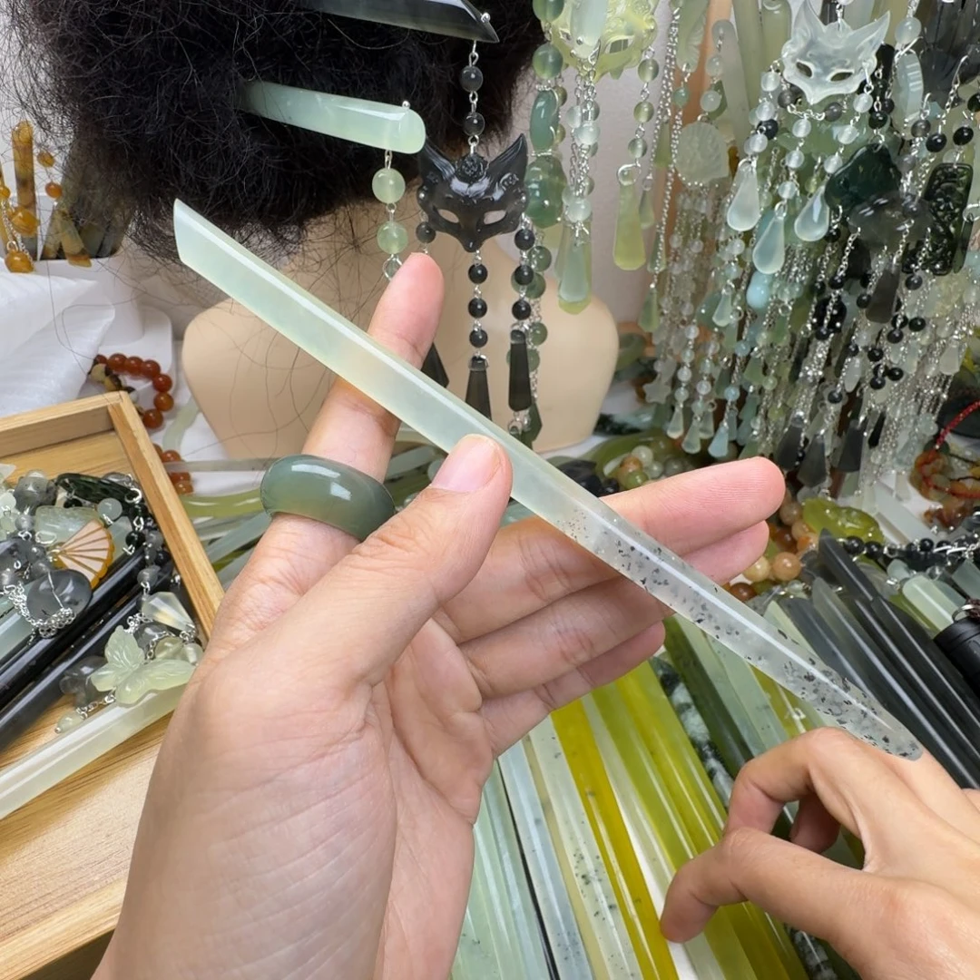 蛇纹石玉合金发饰