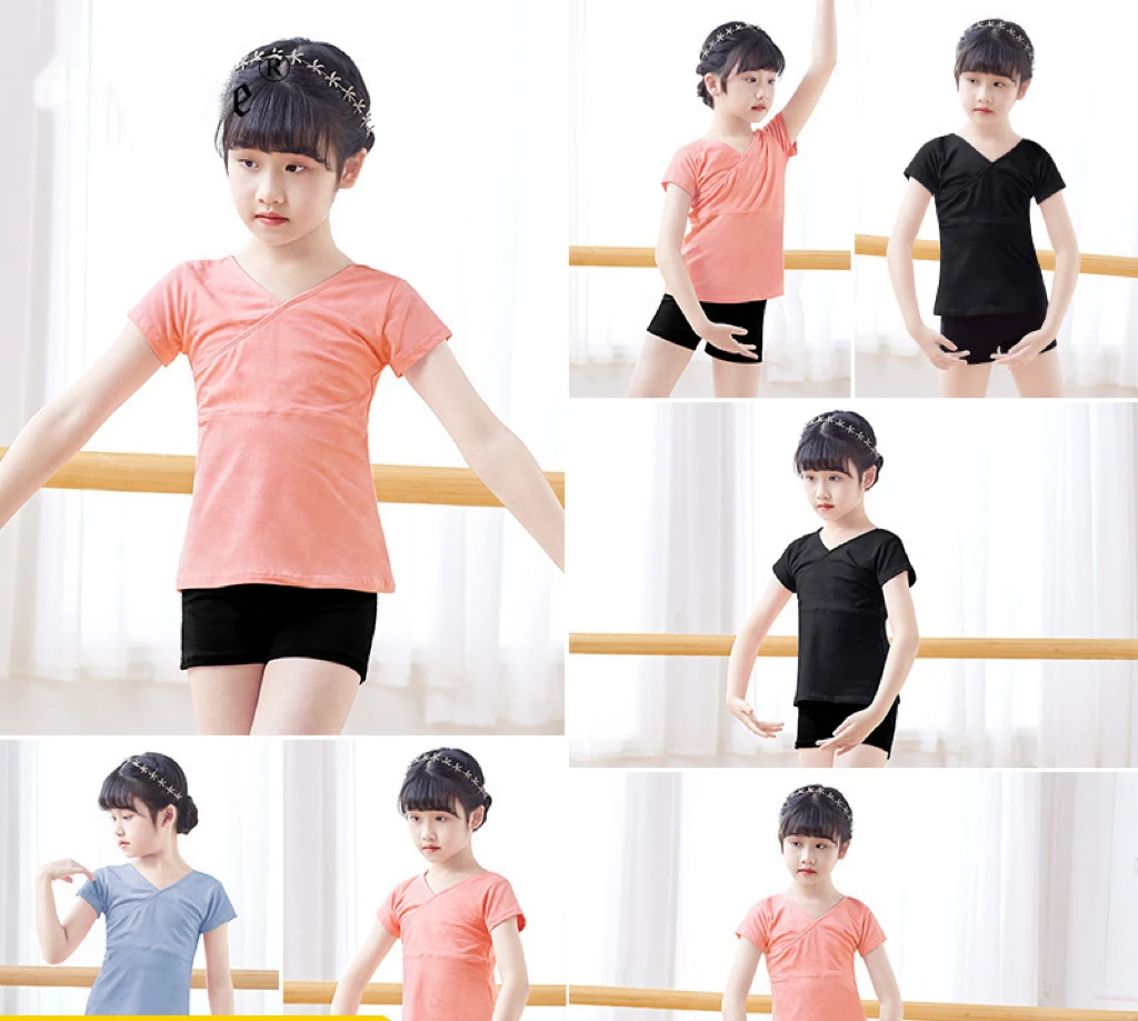 舞蹈服儿童女上衣棉夏季T恤分体舞服中国舞练功服少儿舞蹈舞蹈裤