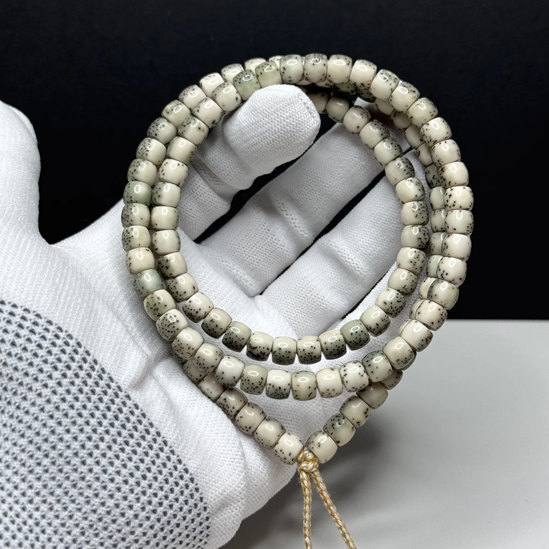 星月菩提石玉料糯冰7x5.6直切河豚108长串脖挂一物一图