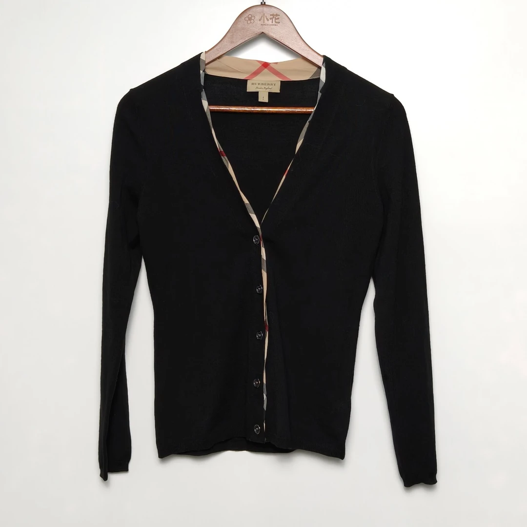 99新 BURBERRY/博柏利 【lu】 黑色 绵羊毛 开衫 S P245519829