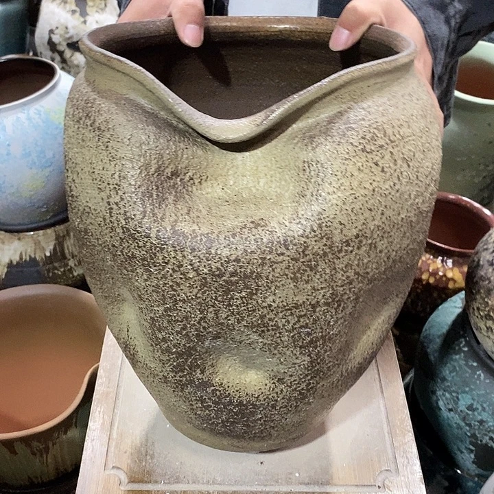 紫砂花盆口23高度32复古色………