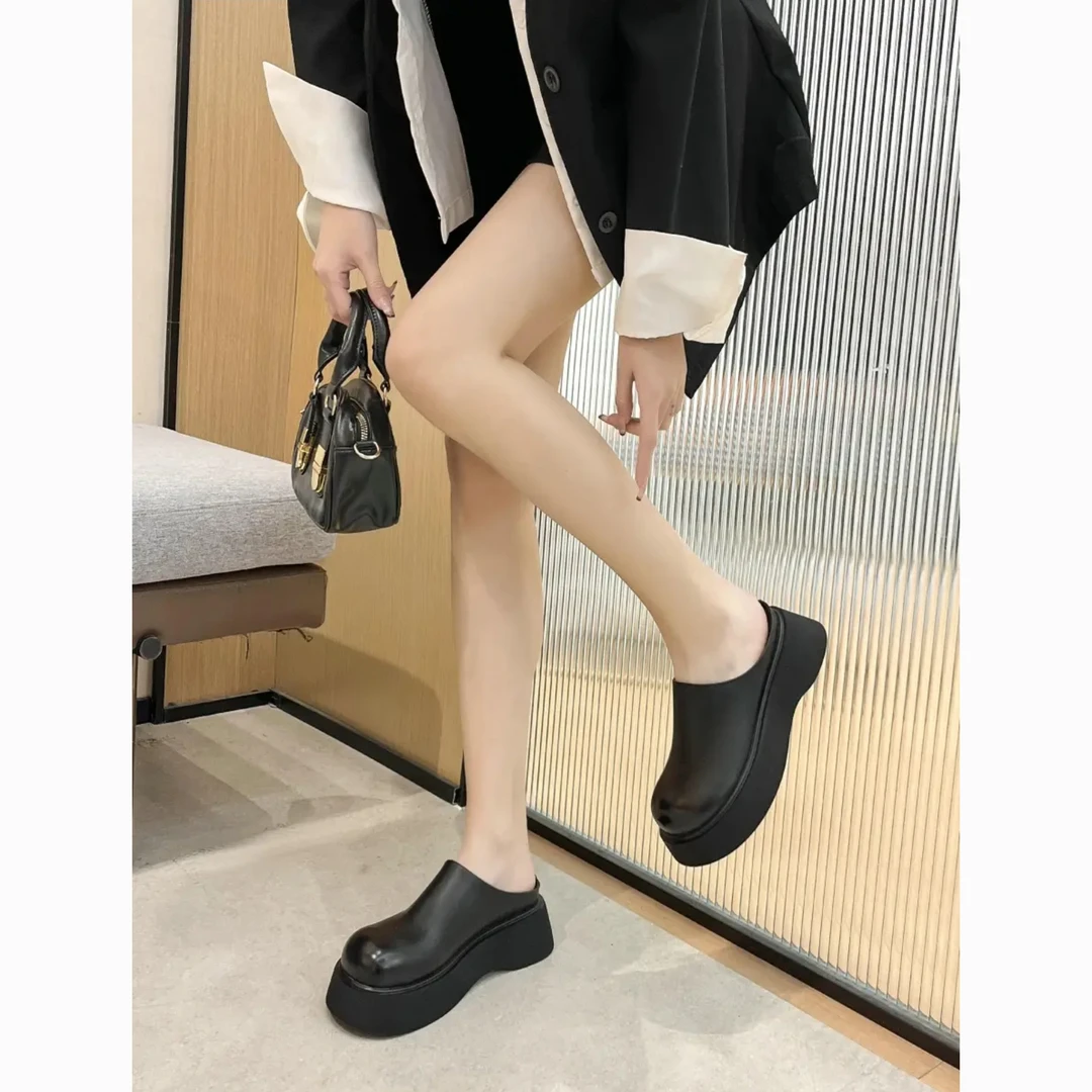 【微胖女装】包头厚底半拖拖鞋春季新款百搭舒适3633-1