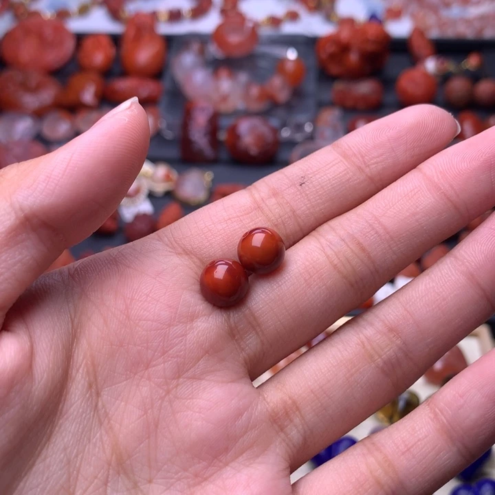****顾未镶嵌南红南红玛瑙两颗单珠