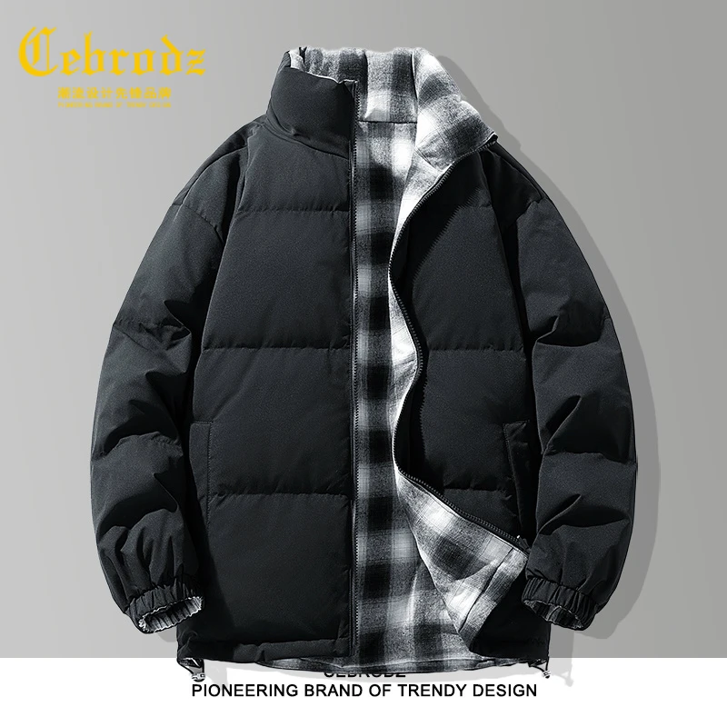 法国Cebrodz男冬季加厚保暖休闲外套中老年百搭立领上衣男羽绒服