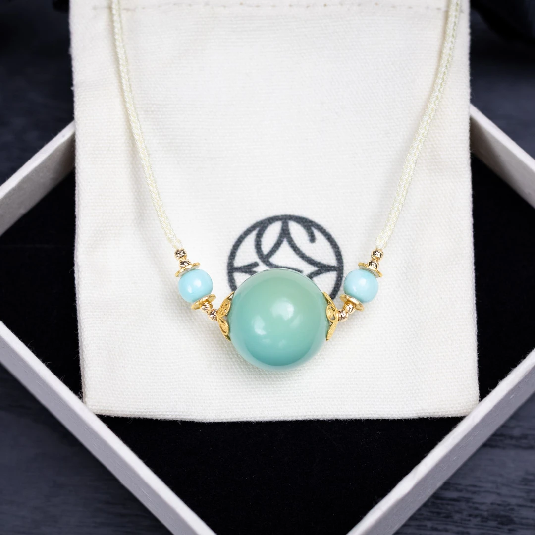 禾奕天然绿松石项链优雅锁骨链湖北原矿高瓷釉时尚百搭国风简约