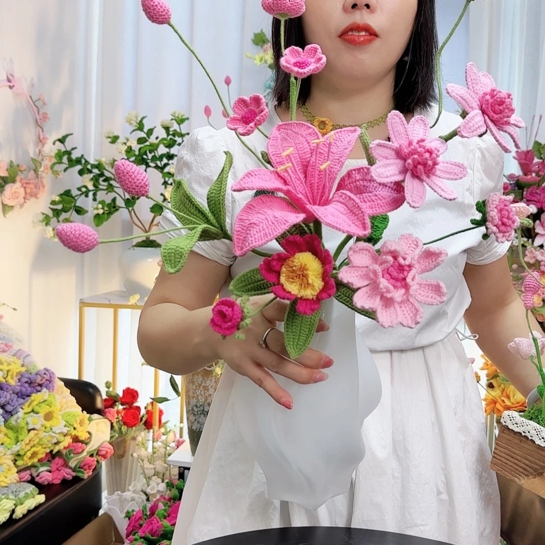 莱赛尔纤维棉手工钩织花束
