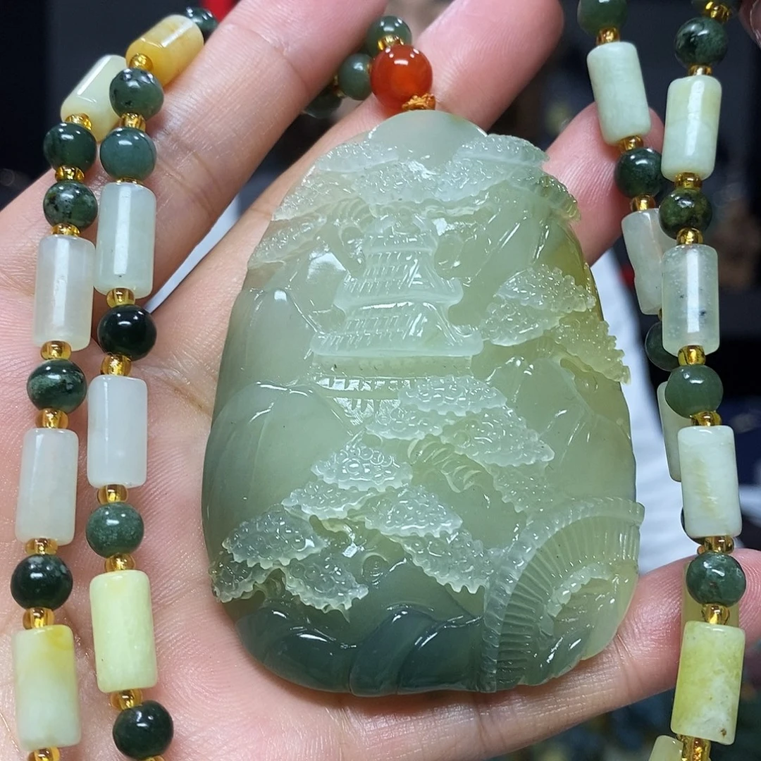 未镶嵌岫玉挂件吊坠项链