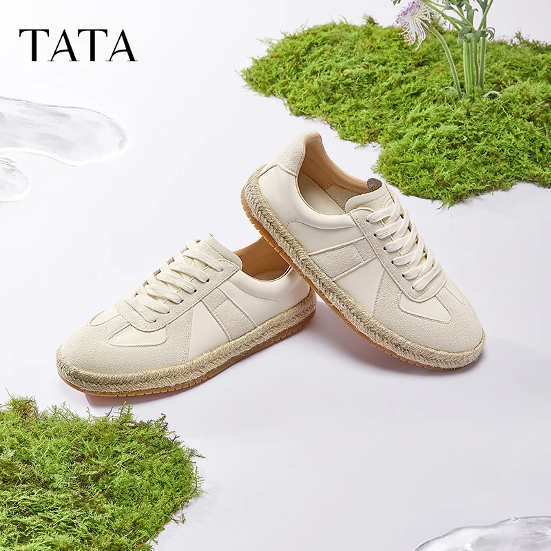 TATA他她2025春新款复古休闲渔夫鞋时尚百搭白色板鞋女鞋UMB01AM5