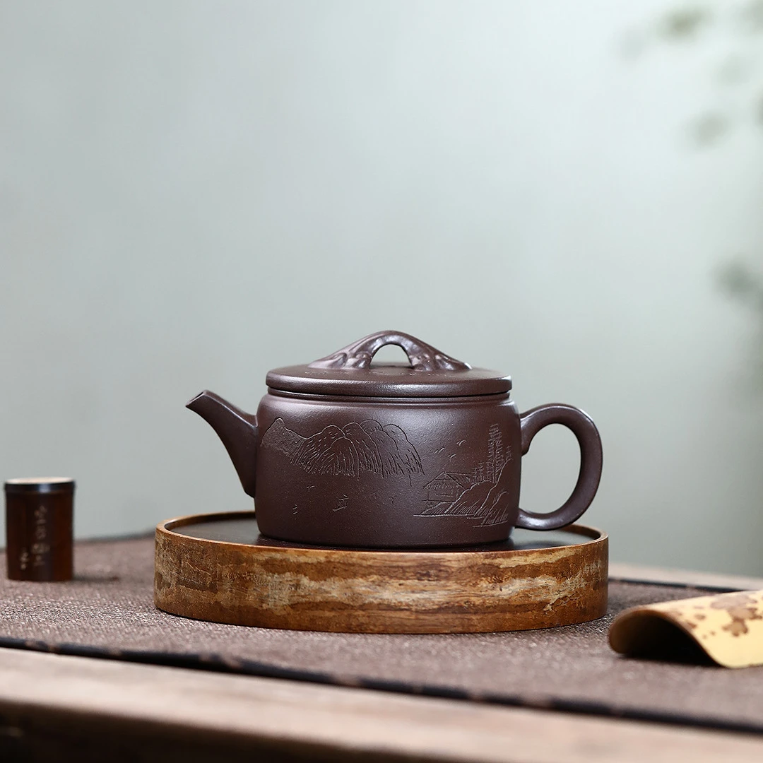 如意汉瓦宜兴原矿紫泥手工制作礼品紫砂壶茶具茶壶礼盒可以是否陶