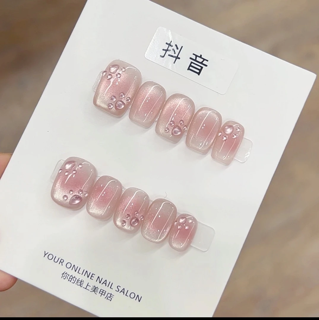 【桃猫】新年款~纯手工穿戴甲10个甲片可重复使用