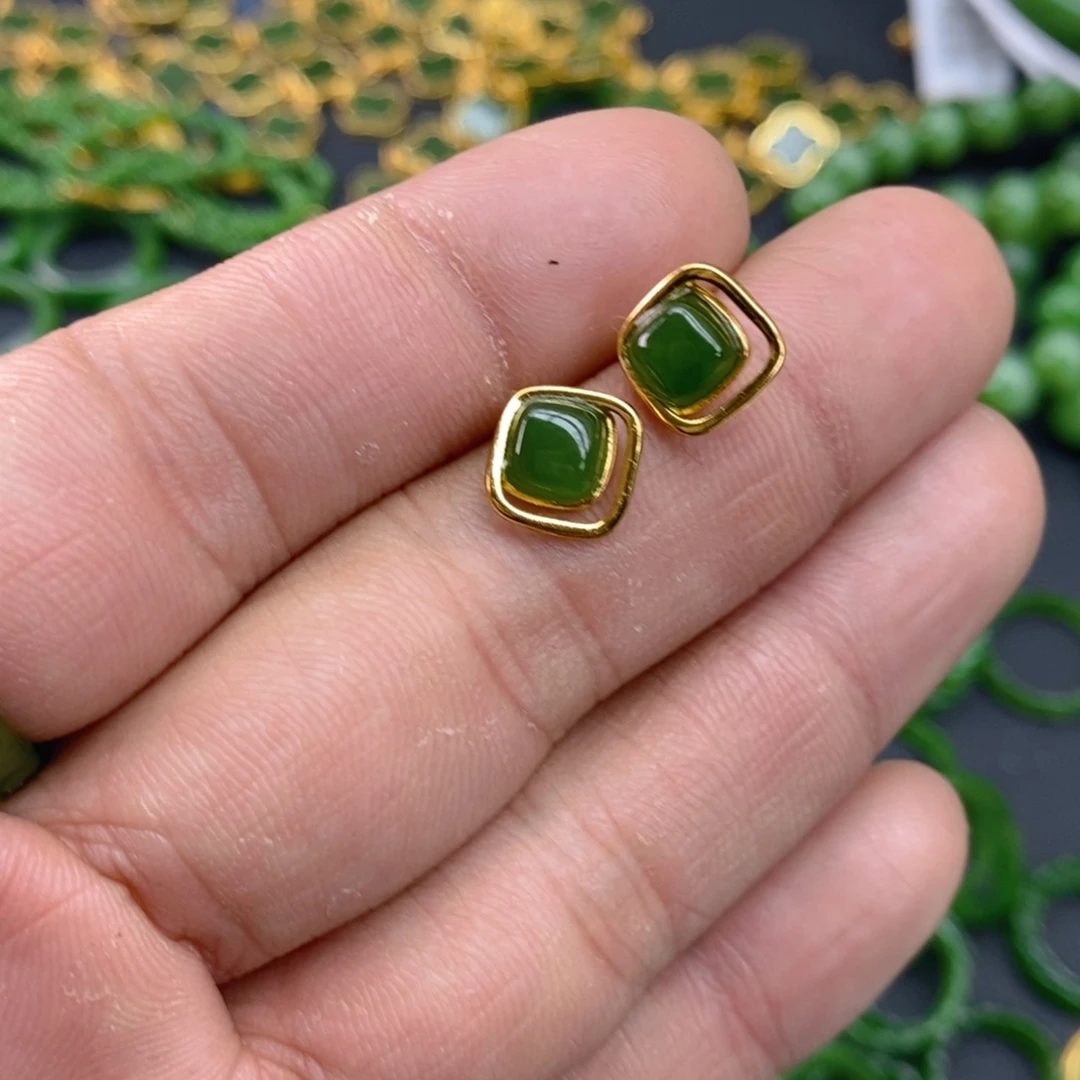 和田玉（碧玉）戒圈银S925镶嵌