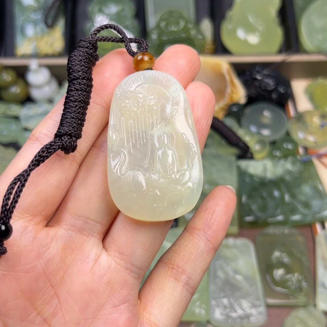 蛇纹石玉未镶嵌吊坠(赠链)