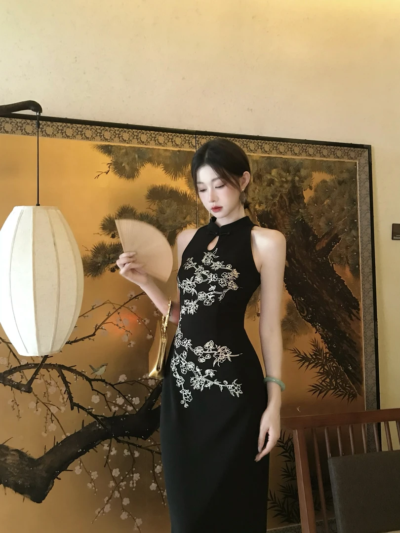 EIA一尧新中式国风【墨雨词】气质高级矜贵旗袍连衣裙显瘦小黑裙女