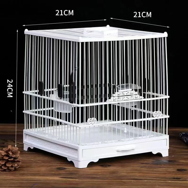 方形塑钢笼小鸟笼21.21.24cm加密0.9塑料笼绣眼麻料玉鸟