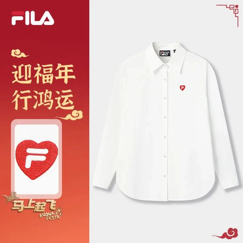 【新年款】Fila/斐乐红标衬衫冬季百搭女款长袖休闲衬衫F11W619413F