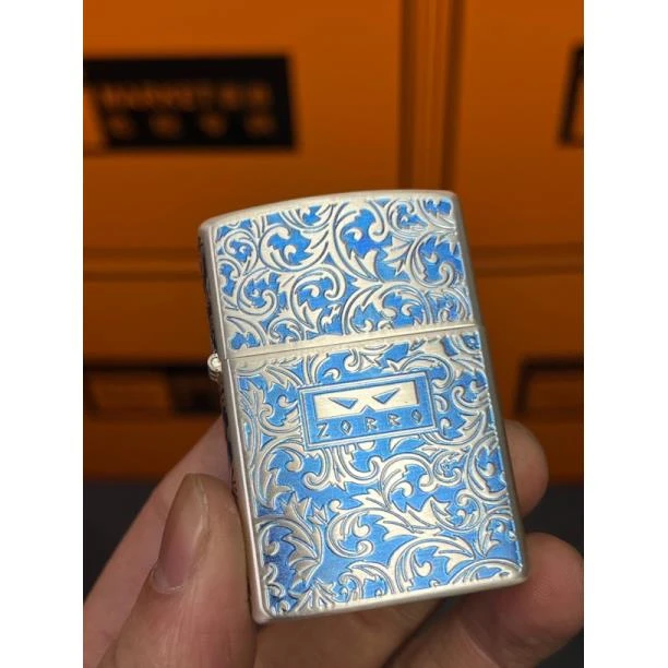 ZORRO唐草蓝银限量煤油打火机（需自行配油）Z2-1088