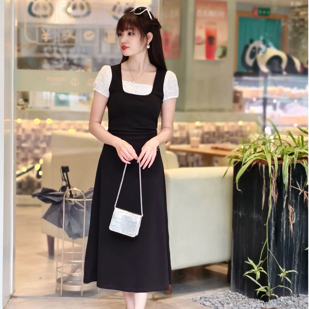 西米家小个子【格蕾千金】夏季女甜美通勤休闲慵懒感长裙连衣裙2053