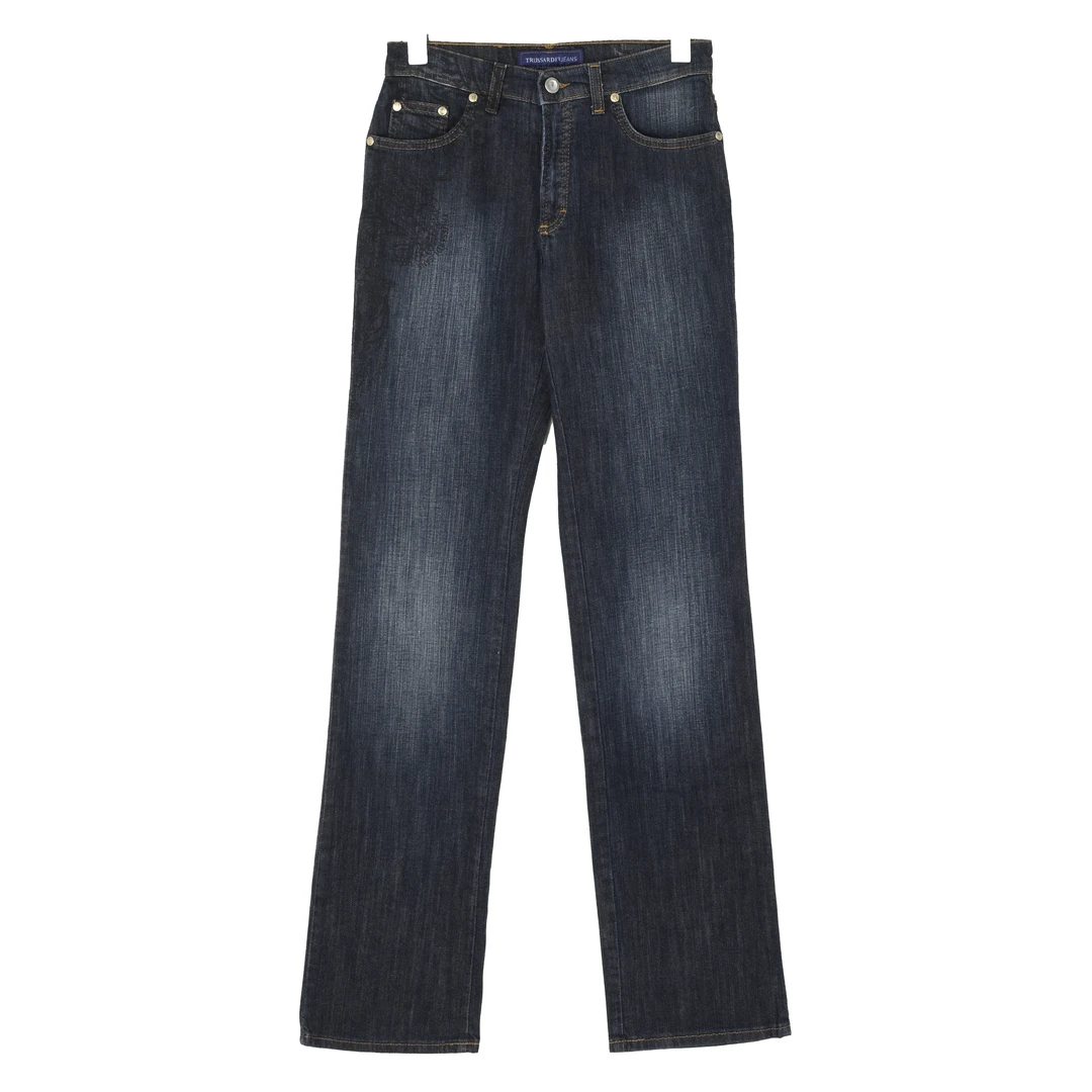TRUSSARDI JEANS 女士基础款做旧水洗直筒牛仔裤 简约百搭1951601
