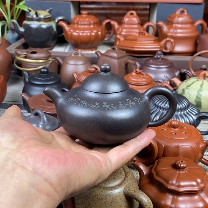 紫砂茶壶曼生玉乳260CC原生矿黑料特价