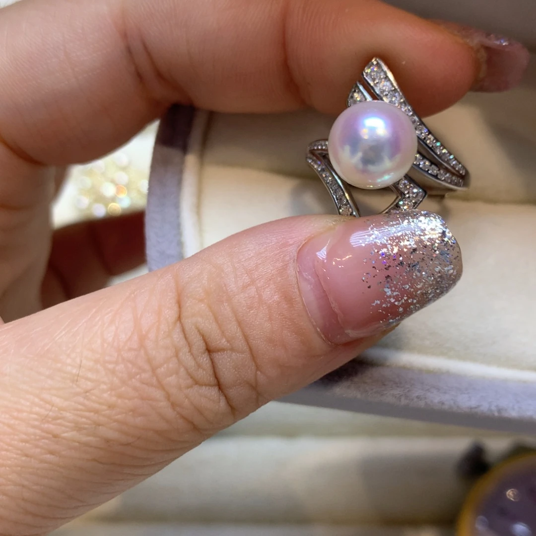 海水珍珠戒指银S925镶嵌