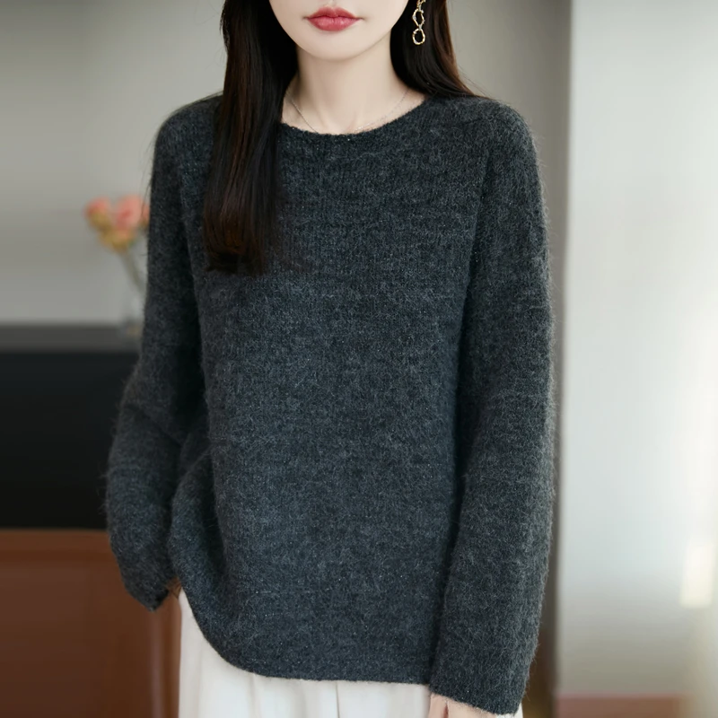 品牌女装正品秋冬新款纯色圆领女士毛针织衫宽松休闲打底羊毛衫