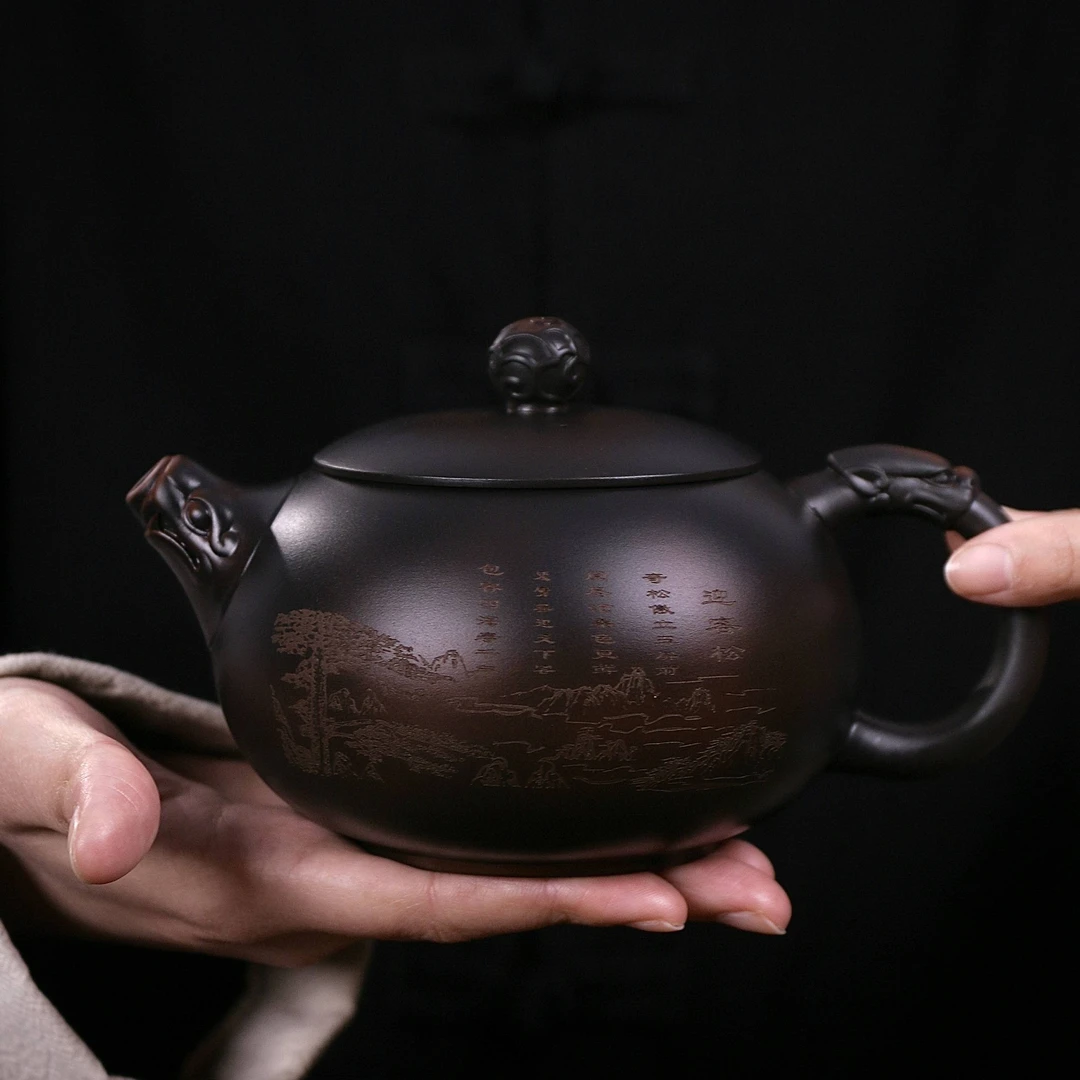 紫陶迎客松龙珠西施大容量中式茶壶（星凯）DY34（备）