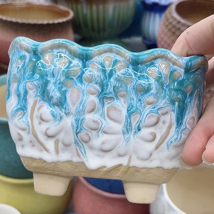 多肉绿植陶瓷花盆9.9包邮，有孔