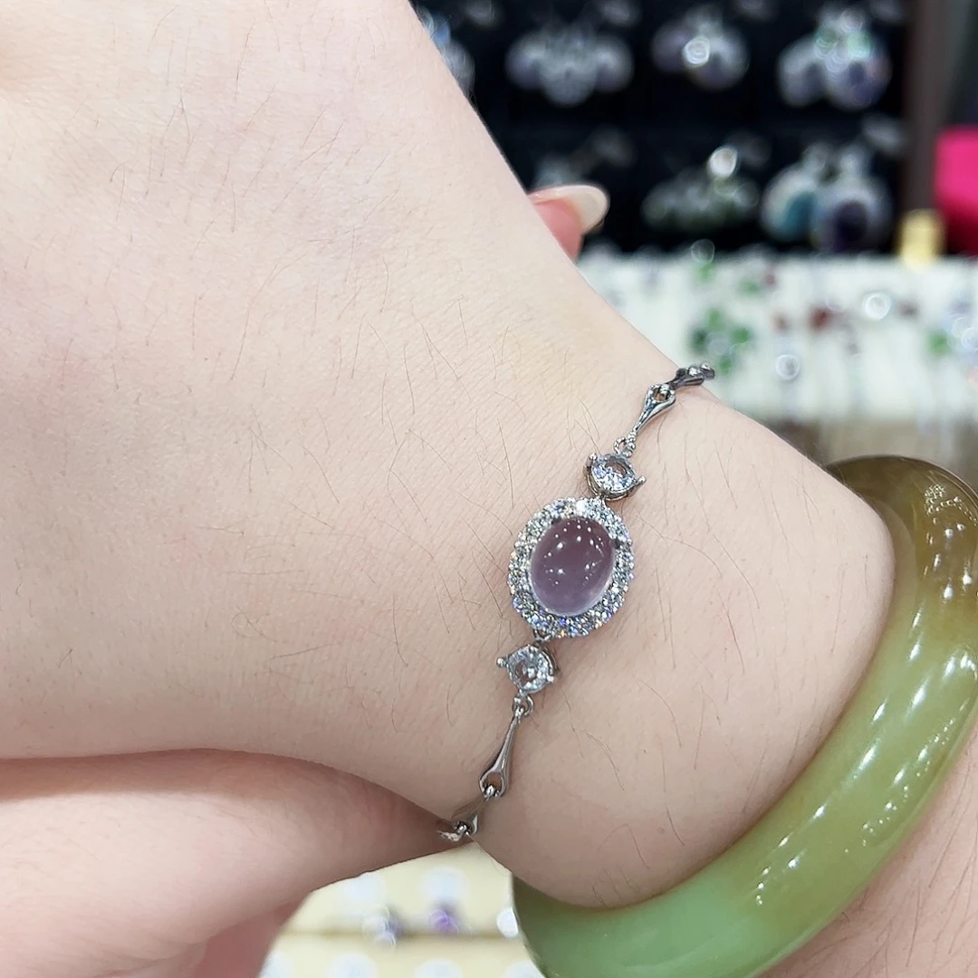 小***子萤石银S925镶嵌手链