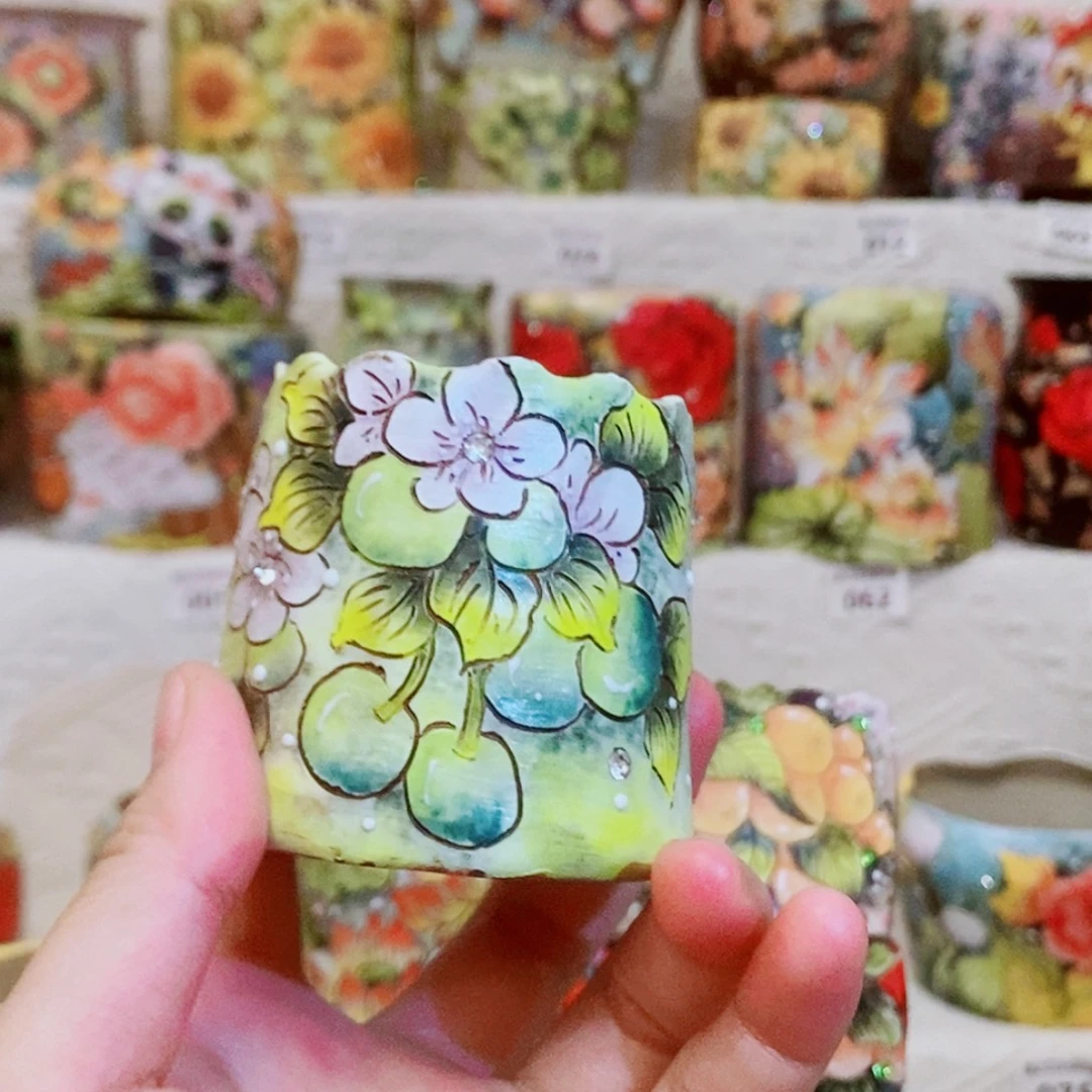 高温釉下彩陶瓷手工手绘花盆