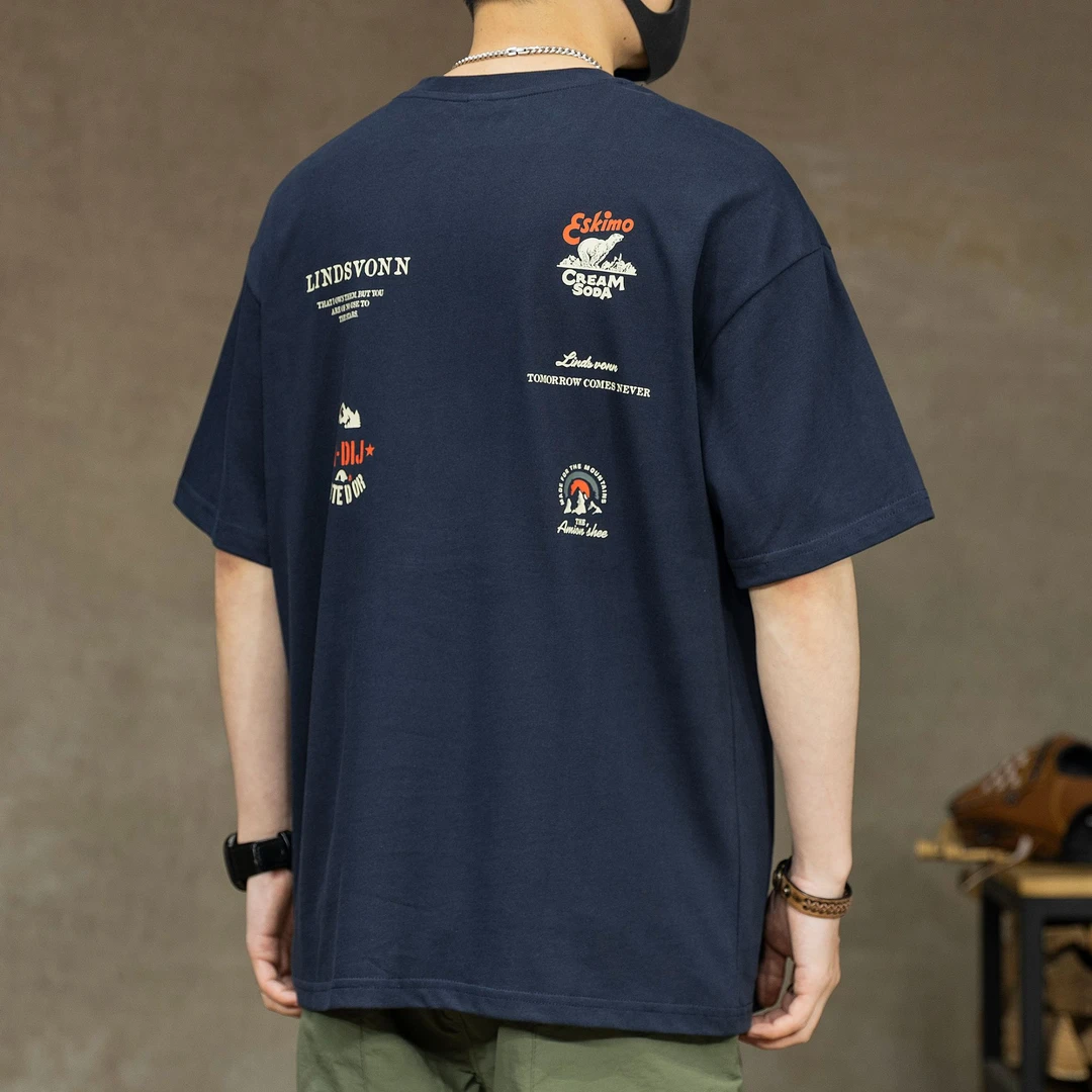 重磅230g简约纯棉印花短袖t恤男夏季新款美式高端圆领半袖体恤衫T