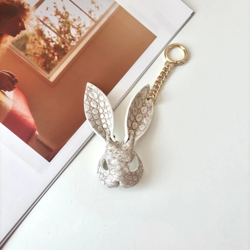 鹿师傅【高奢系列】兔子挂件真皮包包挂饰鳄鱼皮高级轻奢