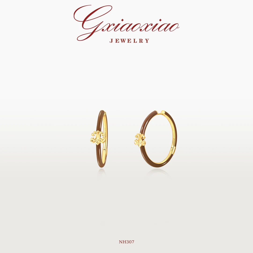 G XIAOXIAO【鸢尾朱韵】气质复古高级感鸢尾花圈圈耳环 NH307