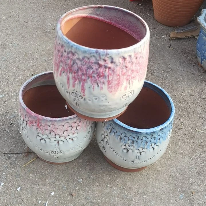 红陶14/16瑕疵3个盆子