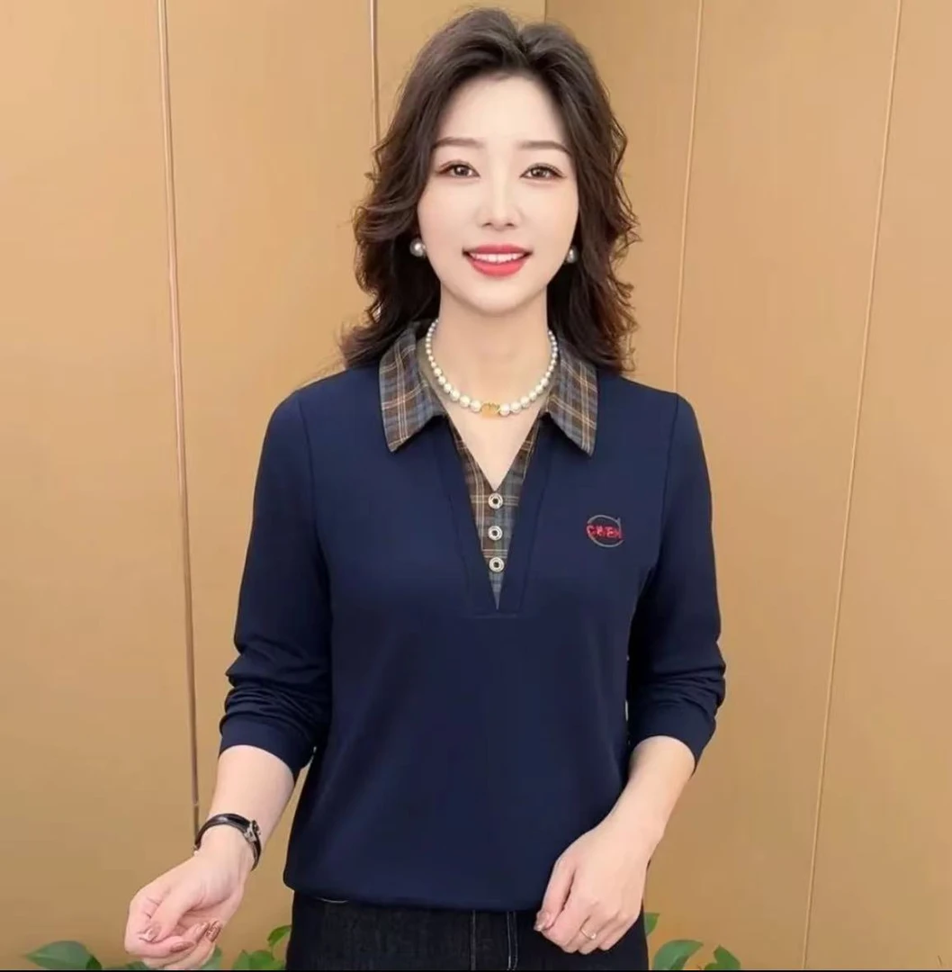 春秋休闲风时尚显瘦中年女装休闲修身型翻领常规百搭