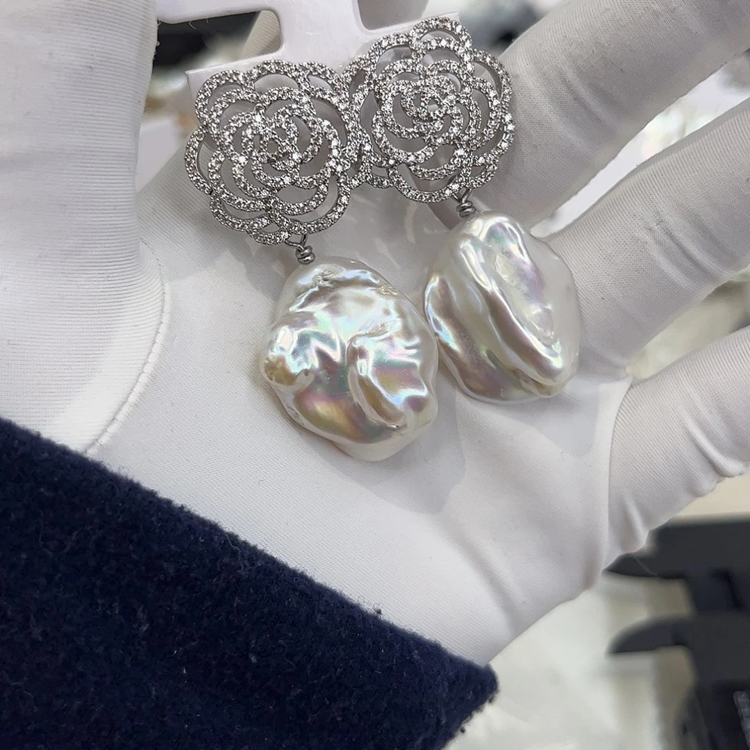 合金淡水珍珠耳饰