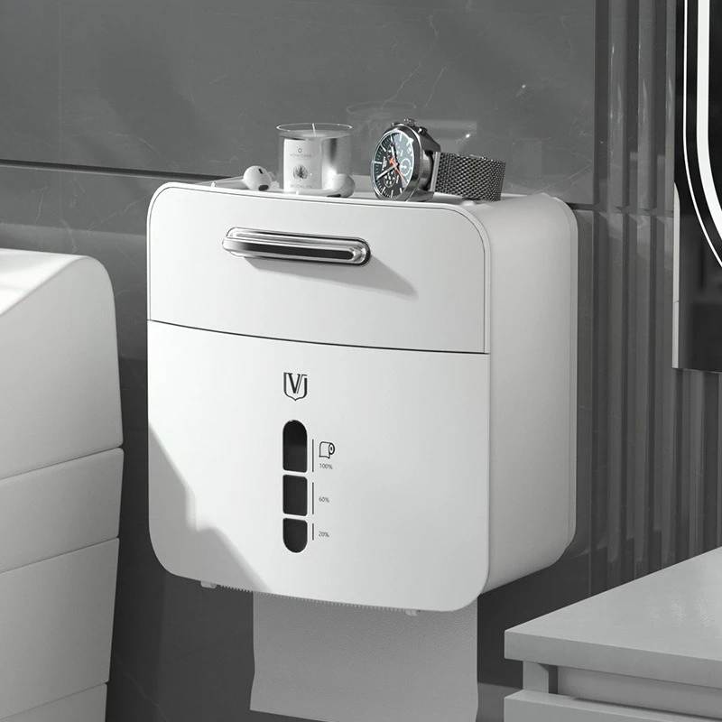 挂壁卫生间纸巾盒浴室洗手间免打孔厕所卷纸卫生抽纸多功能收纳盒