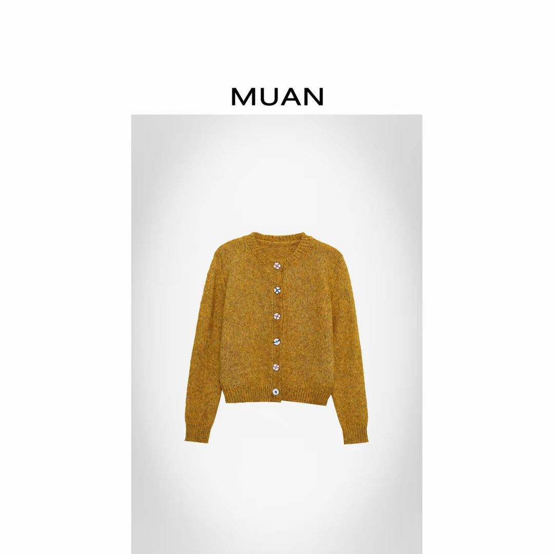 木岸MUAN：《琥珀流光毛衣》定制275克法式花纱毛衣开衫女CQ-DG3-145