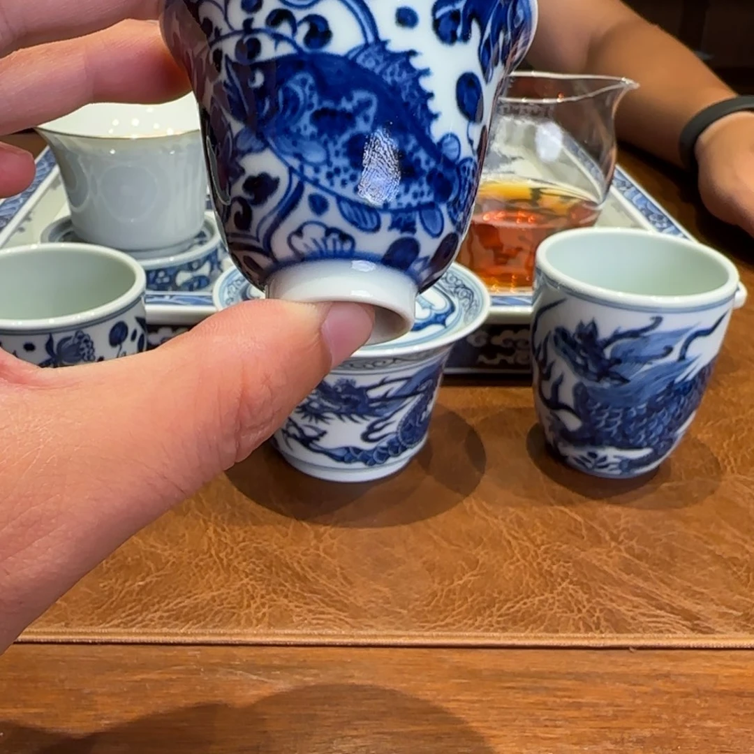 摆件元青花鱼藻品杯65cc
