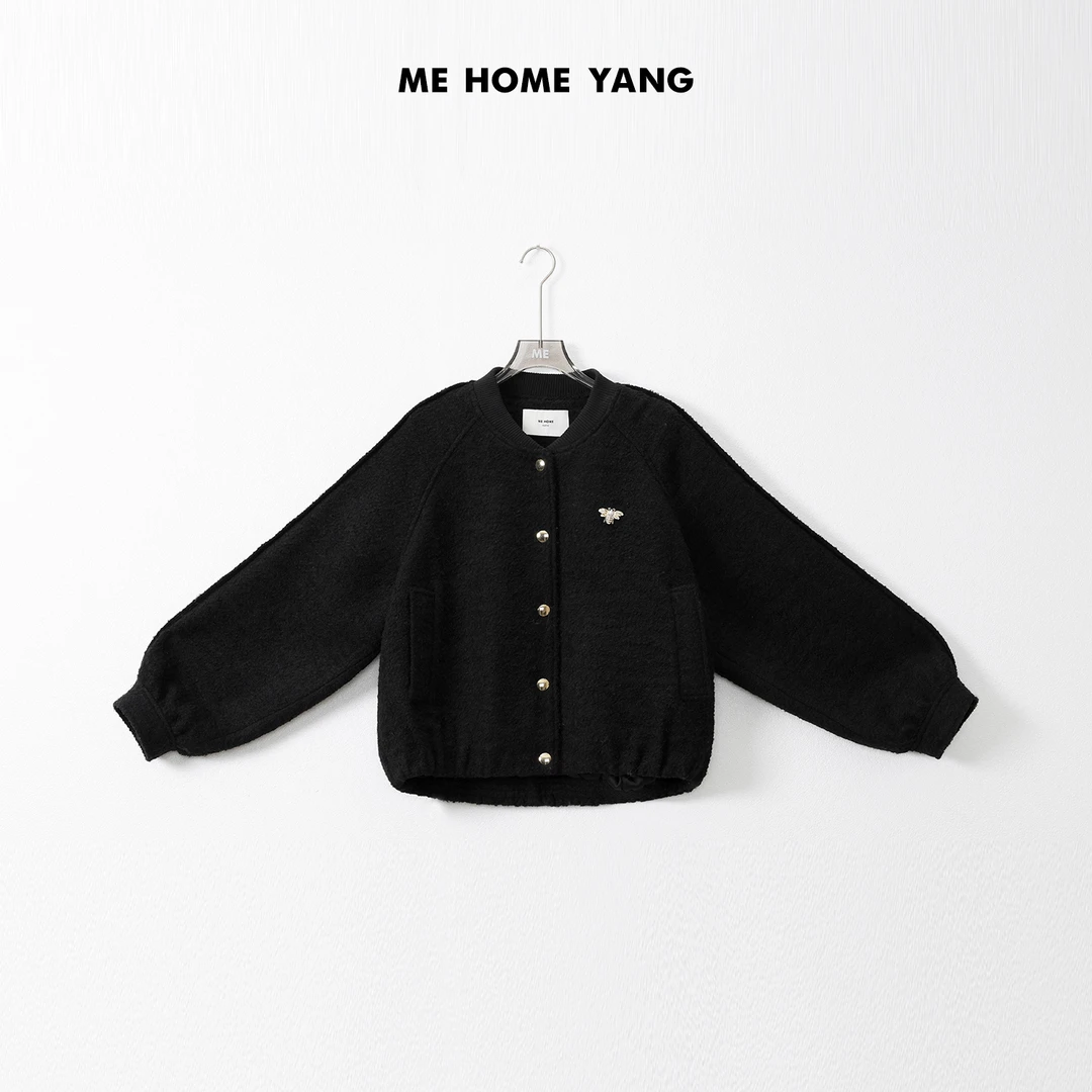 ME【小蜜蜂黑金棒球服】黑色设计师新款时尚百搭宽松外套MEQS6029