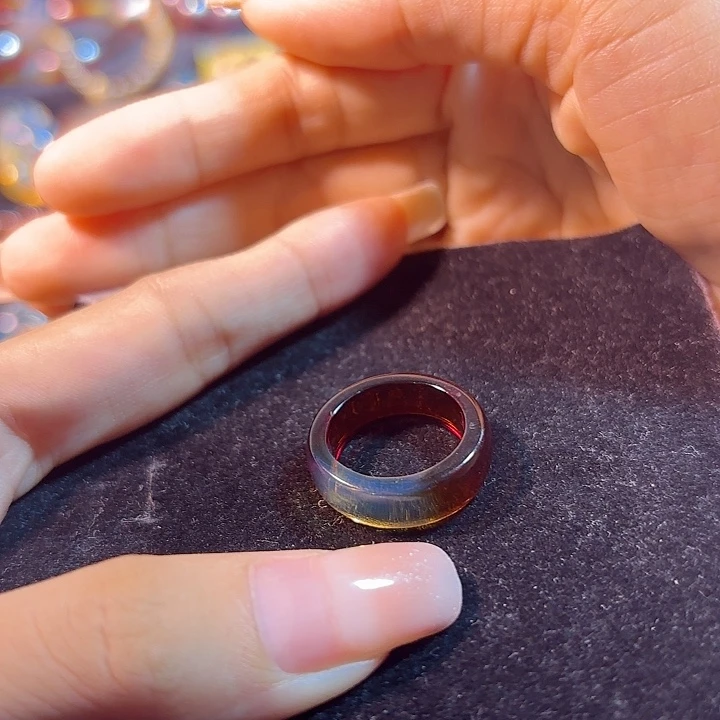 未镶嵌蓝珀珠宝奇石墨西哥红蓝指环